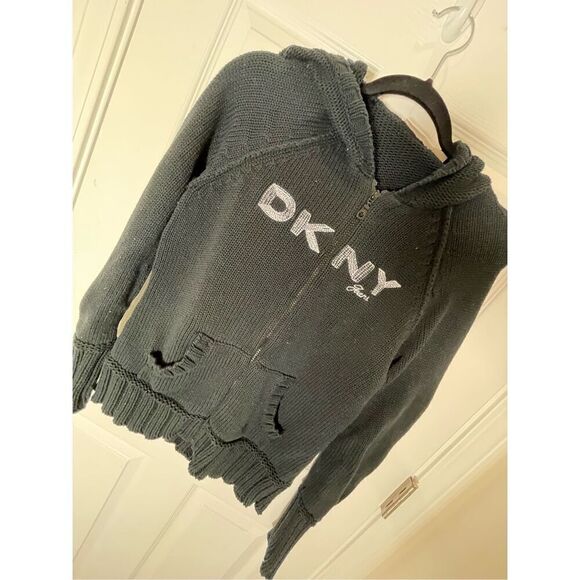 DKNY women’s heavy sweater black hoodie XL - Picture 1 of 6